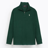 RL PREMIUM S/P COTTON THERMAL ZIP-UP MOCK NECK DK GREEN (SLIM FIT)